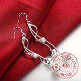925 Silver Sand Smooth Ball Vintage Tassel Earrings Women Wedding Jewelry