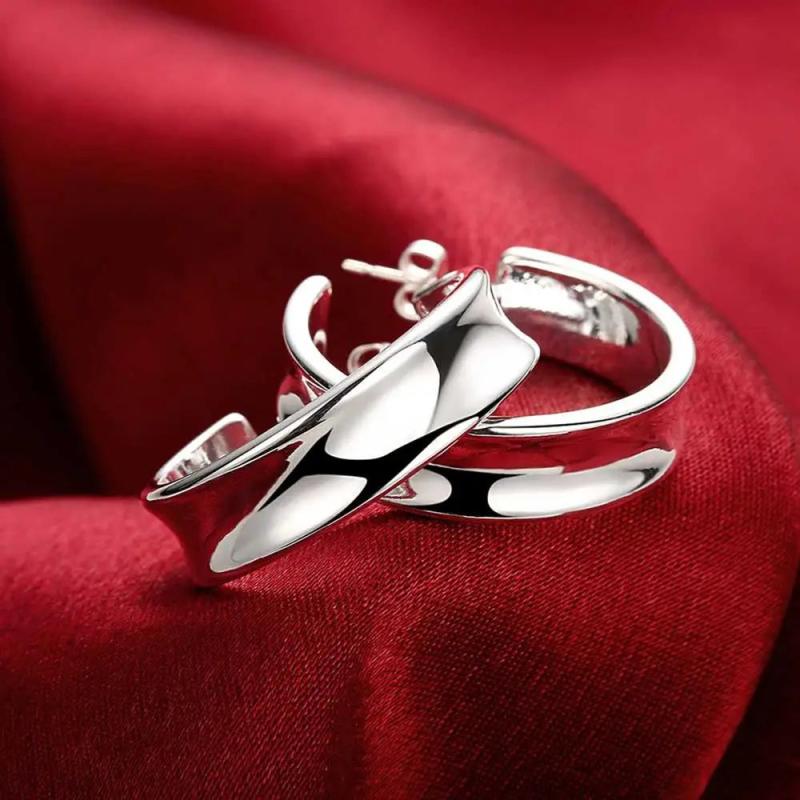 925 Silver Pretty stud earrings for woman Christmas Street Jewel