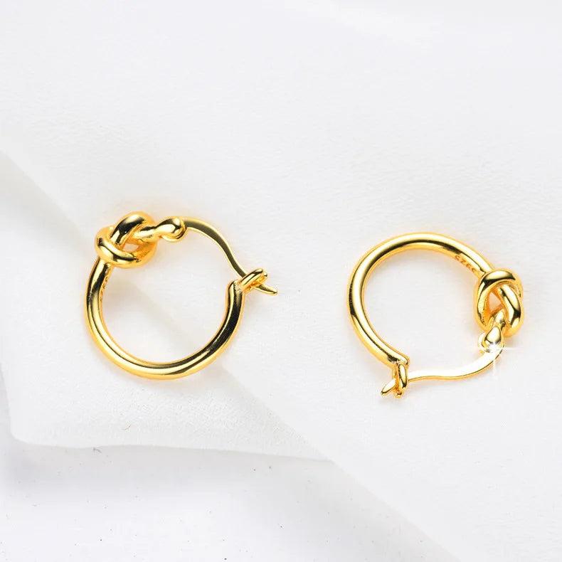 Starmoon Silver Geometric Knotted Earrings