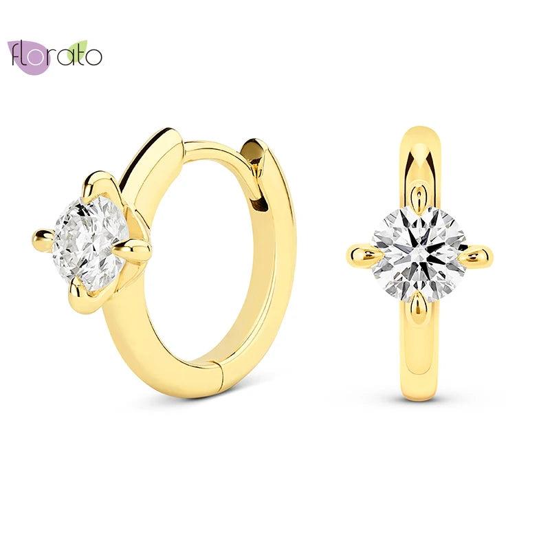925 Silver Crystal Zircon Hoop Earrings