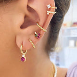 925 Silver Crystal Zircon Hoop Earrings