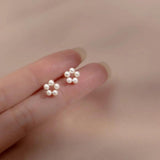 MloveAcc 925 Sterling Silver Round Pearl Stud Earrings Romantic Gift