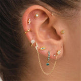 925 Silver Sun Flower Cartilage Piercing Stud Earrings Women Labret Jewelry