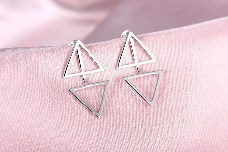 925 Silver Triangle Stud Earrings Oorbellen Fine Jewelry