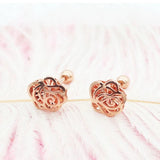 14K Rose Geometric Flower Earrings for Women Glamour Ear Studs Jewelry