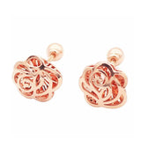 14K Rose Geometric Flower Earrings for Women Glamour Ear Studs Jewelry