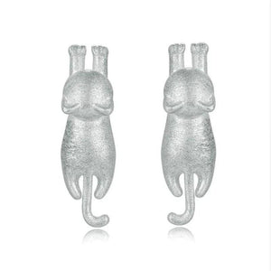 925-Sterling-Silver Little Cat Stud Earrings for Women Gift