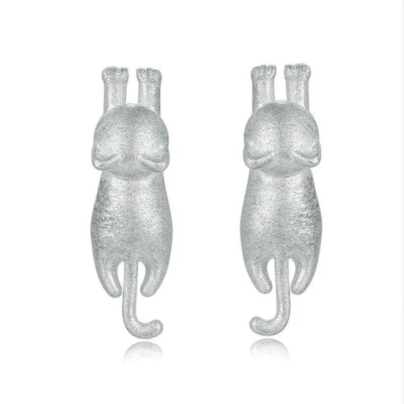 925-Sterling-Silver Little Cat Stud Earrings for Women Gift