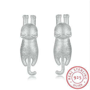 925-Sterling-Silver Little Cat Stud Earrings for Women Gift