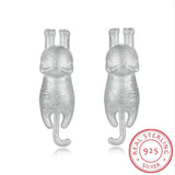 925-Sterling-Silver Little Cat Stud Earrings for Women Gift