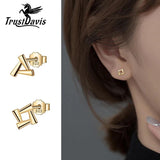 TrustDavis 925 Silver Plated Triangle Square Stud Earring Sweet Wedding Jewelry