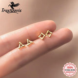 TrustDavis 925 Silver Plated Triangle Square Stud Earring Sweet Wedding Jewelry