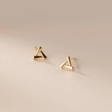 TrustDavis 925 Silver Plated Triangle Square Stud Earring Sweet Wedding Jewelry