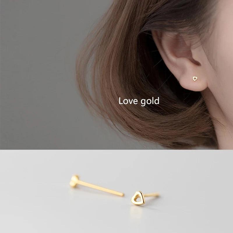 925 Silver Geometric Love Star Stud Earrings for Women