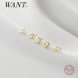 925 Silver Geometric Love Star Stud Earrings for Women
