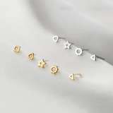 925 Silver Geometric Love Star Stud Earrings for Women