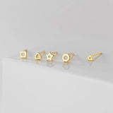 925 Silver Geometric Love Star Stud Earrings for Women