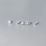 925 Silver Geometric Love Star Stud Earrings for Women