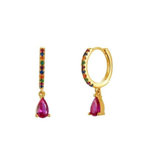 925 Silver Small Hoop Earrings Crystal Zircon Drop Earrings Jewelry