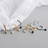 925 Silver Small Hoop Earrings Crystal Zircon Drop Earrings Jewelry