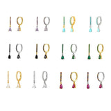 925 Silver Small Hoop Earrings Crystal Zircon Drop Earrings Jewelry