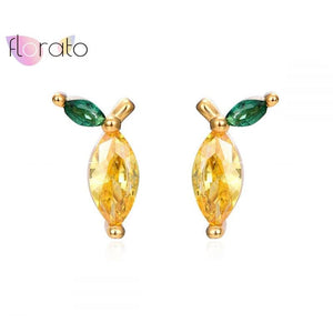 925 Silver Ear Needle Stud Earrings for Women Tropical Fruit Colorful Small