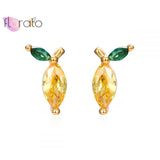 925 Silver Ear Needle Stud Earrings for Women Tropical Fruit Colorful Small
