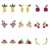 925 Silver Ear Needle Stud Earrings for Women Tropical Fruit Colorful Small