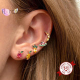 925 Silver Ear Needle Stud Earrings for Women Tropical Fruit Colorful Small