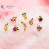 925 Silver Ear Needle Stud Earrings for Women Tropical Fruit Colorful Small