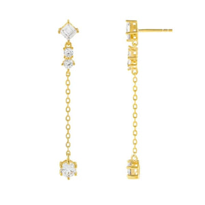 Diamond Tassel Drop Earrings Silver 925