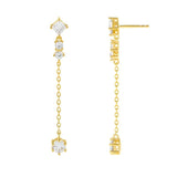 Diamond Tassel Drop Earrings Silver 925