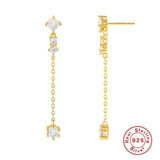 Diamond Tassel Drop Earrings Silver 925