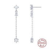 Diamond Tassel Drop Earrings Silver 925
