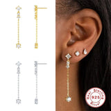 Diamond Tassel Drop Earrings Silver 925