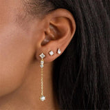 Diamond Tassel Drop Earrings Silver 925