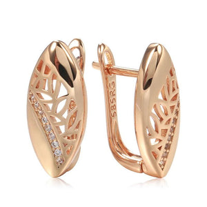 Rose Zircon Earrings Wedding Hoops Golden Jewelry