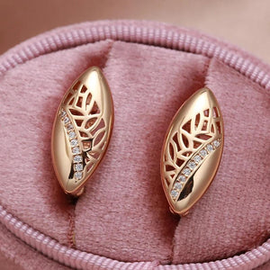 Rose Zircon Earrings Wedding Hoops Golden Jewelry