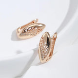 Rose Zircon Earrings Wedding Hoops Golden Jewelry
