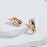 Rose Zircon Earrings Wedding Hoops Golden Jewelry