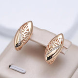 Rose Zircon Earrings Wedding Hoops Golden Jewelry