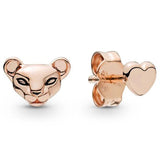 925 Silver Rose Gold Bee Lioness Heart Earrings