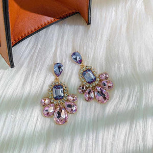 925 Silver Dangle Drop Earrings Purple Crystal Stone Women Jewelry
