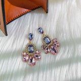 925 Silver Dangle Drop Earrings Purple Crystal Stone Women Jewelry