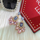 925 Silver Dangle Drop Earrings Purple Crystal Stone Women Jewelry