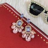 925 Silver Dangle Drop Earrings Purple Crystal Stone Women Jewelry