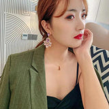 925 Silver Dangle Drop Earrings Purple Crystal Stone Women Jewelry