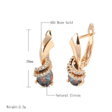 Geometric CZ Drop Earrings 585 Inlay Gradient Zircon Women's Party Jewelry