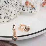 Geometric CZ Drop Earrings 585 Inlay Gradient Zircon Women's Party Jewelry