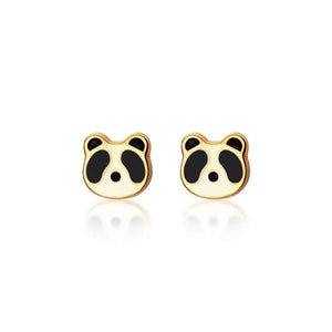 925 Silver Panda Stud Earrings 14k Women's Jewelry
